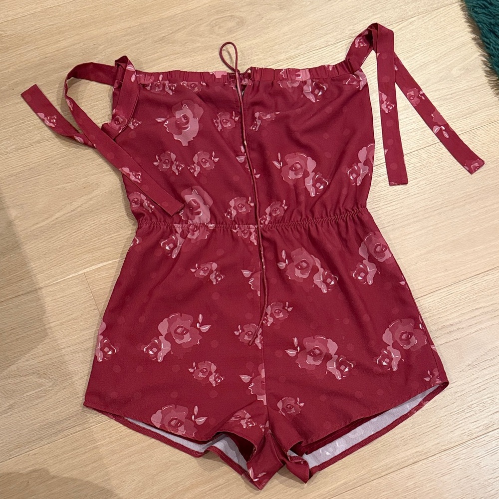 Floral Red Romper